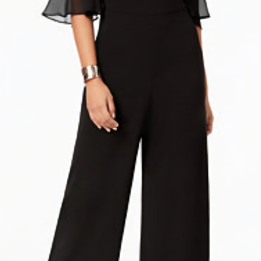 Connected Apparel Black Wide-Leg Jumpsuit